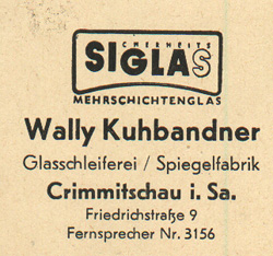 KUHBANDNER - Wally Kuhbandner - Mehrschichtglas. Dokument aus dem Jahr 1924.